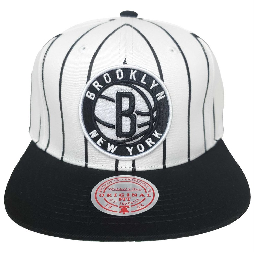 Mitchell & Ness Brooklyn Nets NBA Snapback Hat 3D Logo White Black Cap NWT
